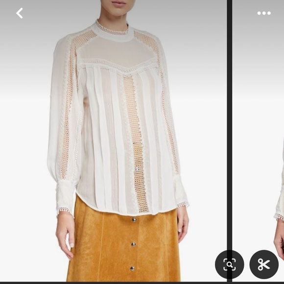 Iro Ease Long-Sleeve Sheer French Lace Blouse size 38- M - US 6 - Picture 2 of 14